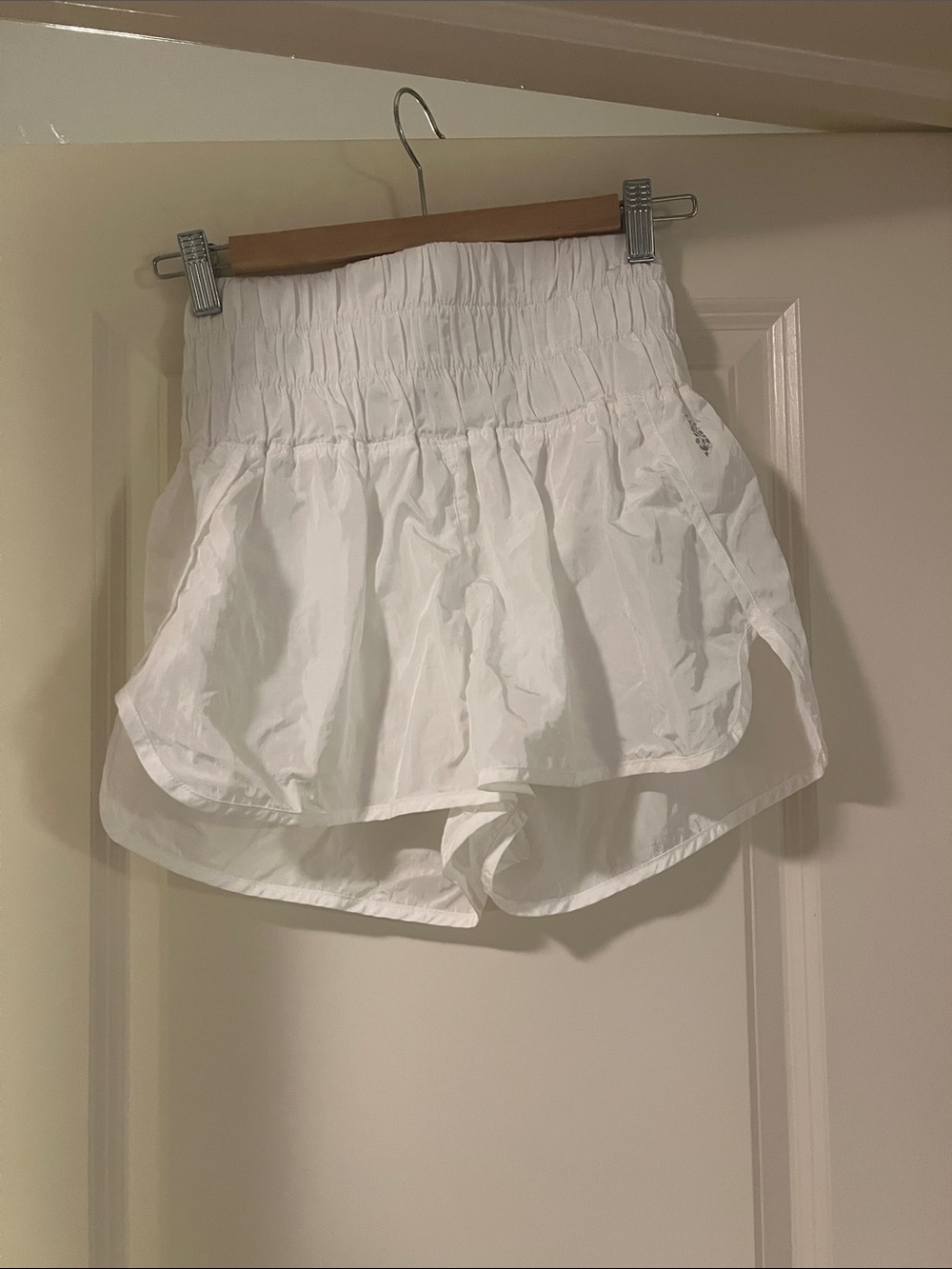FP Movement by Free People White Smocked Waist Athletic Shorts with Liner